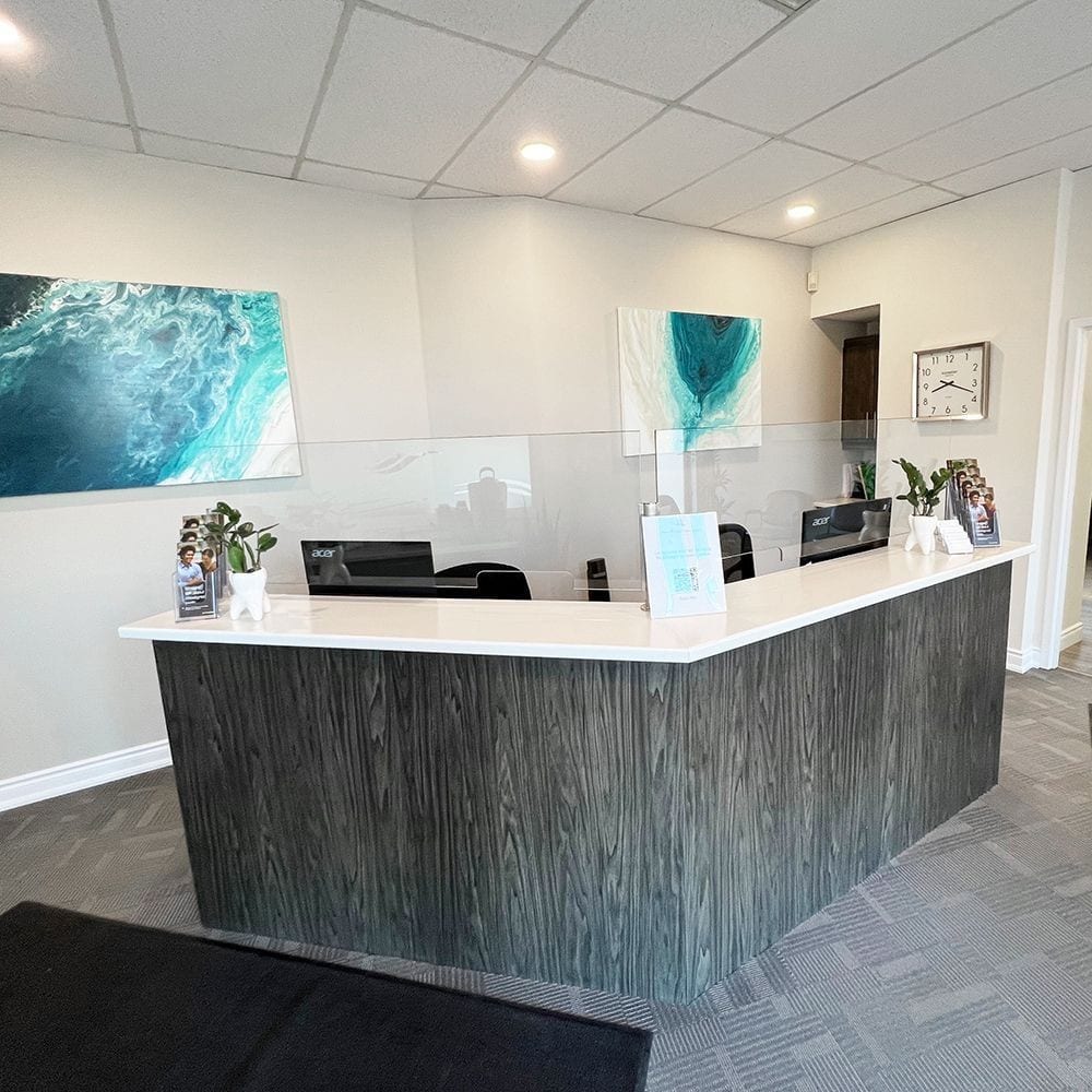 The reception desk at River Family Dentistry